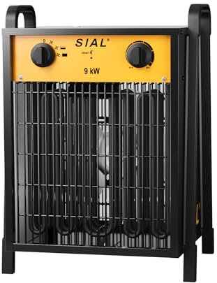 SIAL Industriale Riscaldamento 9 kW - Termoventilatore - Radiatore Elettrico - Adatto per Cantieri, Negozi, Garage, Scantinati(Nero)