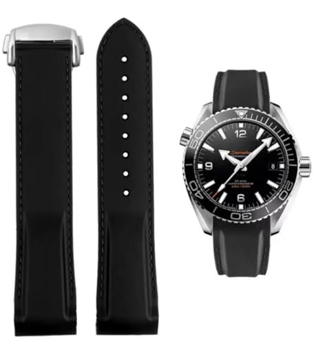 FOUUA Uhrenarmband für Omega Silikon Gummi Uhrenarmbänder 20mm 22mm Sanft Wasserdicht Sport Ersatz Faltschließe Armbänder Original Uhrenarmband Omega Seamaster SpeedMaster De Ville