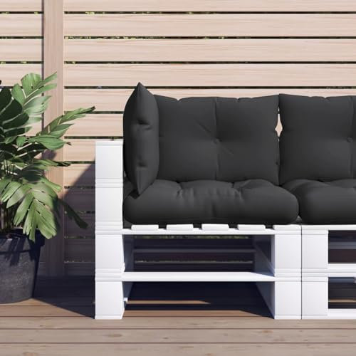 LAPOOH Palettensofa-Auflagen 3 STK Palettenkissen Outdoor, Europaletten Sitzkissen Outdoor, Paletten Rückenkissen, Palettensitzkissen, Schwarz Stoff