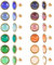 JMFENFA 12 Paar bunte Katzenaugen-Edelstein-Ohrstecker, 18K Gold plattiert Chirurgischer Edelstahl Multicolor Edelstein Ohrstecker Set für Frauen (Gold 10mm)