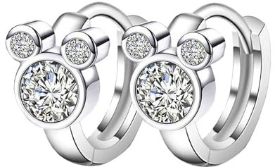 HinDaLi Ohrringe Silber 925 für Frauen Mädchen Ohrring Creolen Silber Mini Maus mit Zirkonia Ohrringe Damen Silber Ohrring aus Silber Creolen Damen Klein Kreolen Knorpel Ohrschmuck Kinder