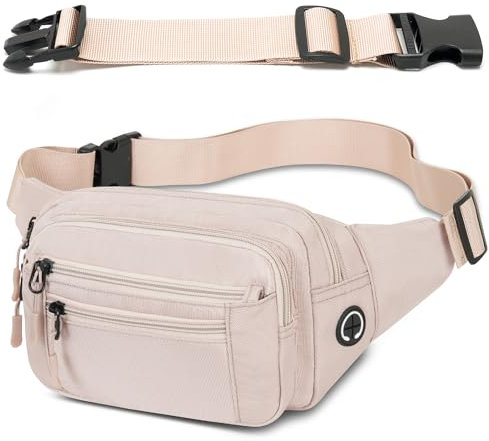 Bauchtasche Gürteltasche Hüfttasche mit Einem 30 cm Verlängerten Gürtel Unisex Modern Umhängetaschen Handytasche für Outdoor Reise Wandern Hundetraining Damen und Herren (Hellkhaki)