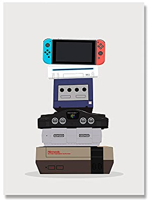 Gaming Print Retro Wandkunst Leinwand Malerei Gamer Geschenk Video Spiel Vintage Poster Gamepad Controller Bild Jungen Kinder Zimmer Dekor(A,50X70cm No Frame)