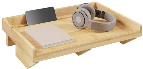 EUGAD Table de Chevet Suspendue, Étagère de Lit à Clipser, en Bambou, avec Trous pour Câbles, Emplacement pour Télephone