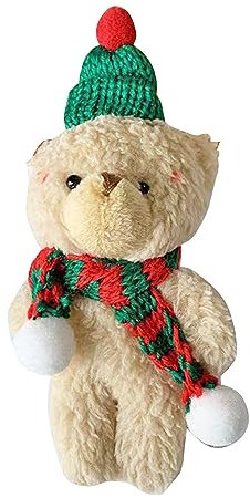 Qaonsciug Oso de Navidad con bufanda Juguete de peluche suave Muñeca de peluche Juguete Llavero Ramo de flores Materiales Decoración de pastel Novia