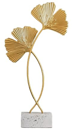 Tyatiyzn Ginkgo Leaf Sculpture,Eisen Dekoration Ginkgoblatt, Kreative Ginkgoblatt Statue, Metall Gold Blätter Deko, Minimalist Table Centerpiece for Modern Interiors.