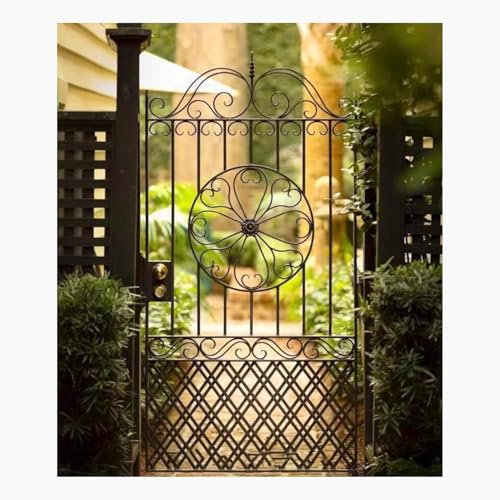 XILYZMO Blumenmuster Metall Außentore Gewölbte Oberseite Garten- Zauntor Mit Diebstahlsicherung Sichtschutz- Zauntor Bausatz Einfahrtstor Für Wohn- Garten(200x170cn)