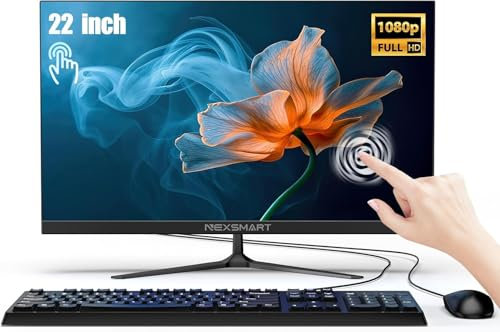 22 Desktop Computer All-In-One pc FHD 8GB RAM 512GB ROM,N5095 Touchscreen UHD Display Computer Built-in 2.4Ghz&65Ghz WiFi&Bluetooth,with Wired Keyboard and Mouse For Education Office Students