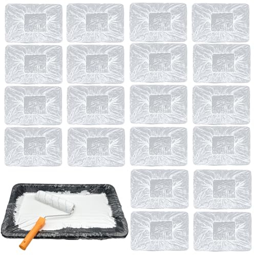 Enprotty Lot de 20 revêtements de bac à peinture jetables - Épais de 45,7 cm - Jetables pour plateau de peinture - Revêtement durable pour pots de peinture - Pour murs de maison, plafonds, peinture