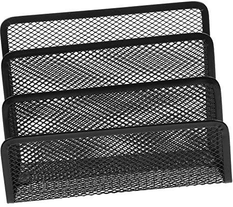 HOUDERCO Metal Mesh Organizer Rack File Folder Magazine Holder for Home Office Black Desktop Tidy for Letters Books and Documents Storage