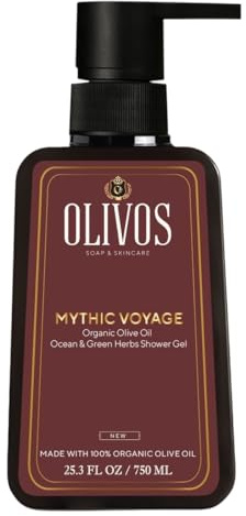 OLIVOS Ocean & Green Herbs Duschgel 750 ml | Bio-Olivenöl, Erfrischender Meeresduft & grüne Kräuter, Feuchtigkeitsspendend, Ohne Parabene & Sulfate, Luxus-Pflege