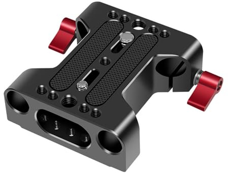 Aluminum Camera Base Plate With 15mm Rod Rails Clamp Baseplate Replacement For Photography Video DSLR Camera Quick Release Base Set