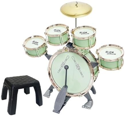 MotiveTech Batterie Enfant Ensemble Tambour Jouet Musique Instrument Percussion Facile à Utiliser Conception Compacte en PP Convient pour Débutants Salon Chambr, Vert
