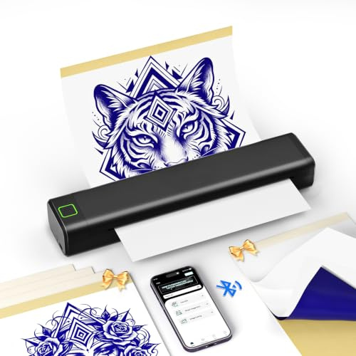 LFPERT P84 Stampante Termica Stencil Tatuaggi, Bluetooth, Nera | Compatibile telefono, tablet e PC. Produce stencil definiti per tatuatori professionisti, studi e principianti