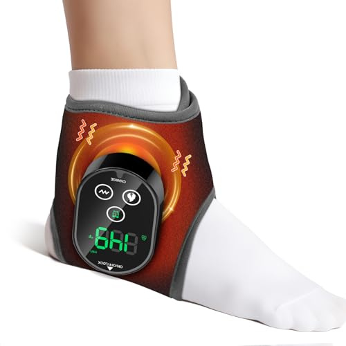 Coussin Chauffant Pour Cheville Sans Fil Avec Massage Vibrant, Enveloppe Chauffante Pour Pied Et Cheville Avec Écran Tactile, 4 Niveaux Chaleur, 3 Modes Vibration, 3 Niveaux Durée, Batterie 3000mAh