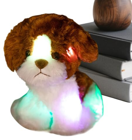Luz Nocturna Peluche Almohada Suave Muñeca Coleccionable | Perro De Peluche Con Luces LED Para Cumpleaños Navidad Acción De Gracias Halloween Dormitorio Coche