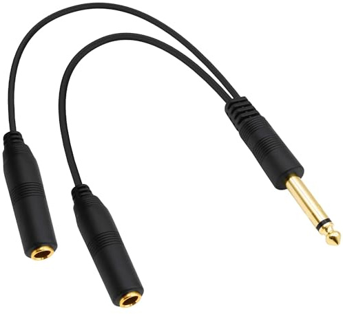 YARCHONN Cavo splitter da 6,3 mm, jack da 6,3 mm, TS Mono maschio a doppia presa da 1/4, cavo a Y, splitter per chitarra, convertitore adattatore per amplificatore, microfono, cuffie per chitarra, 30