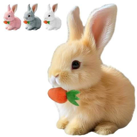 JOHNBOLIN 2026 Neu Realistic Bunny Toy, Hüpfendes Kaninchen, Interaktives Plüsch Hase Spielzeug mit Geräuschen, Bewegungen, Wackeln, Hasen Kuscheltiere, Osterhase Plüschtier (Braun)