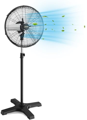 AVUXOR 20-Inch Pedestal Fan, Industrial Fan with Sealed Brushless DC Motor | High Velocity, Waterproof, 90° Oscillating, 4-Speed Commercial Fan for Patio, Garage, Warehouse, Factory