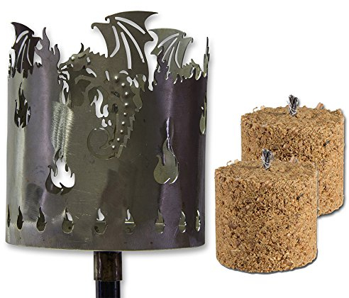 Gartenstecker Fackel Drache aus Metall Gartenfackel Feuerstelle Gartendeko