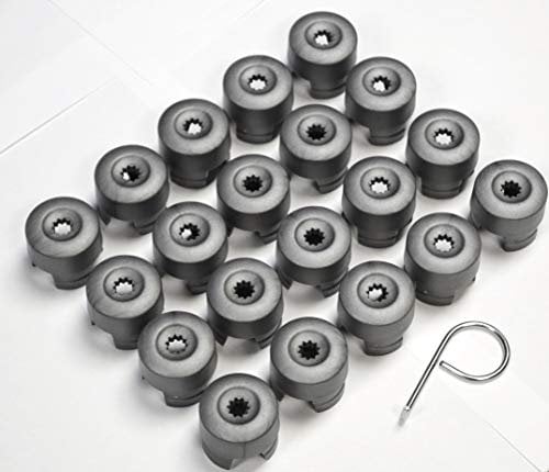 Partsdealers WHEEL NUT BOLT COVERS CAPS FOR VW TRANSPORTER T5 T5.5 TOUAREG AMAROK 19mm GREY x20 NEW SET + TOOL…