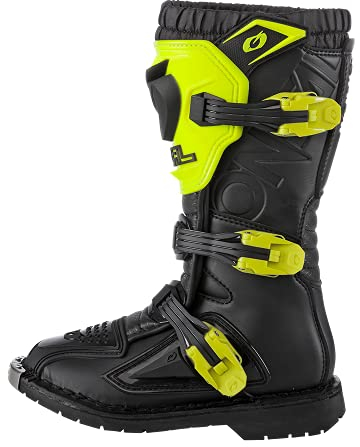 O'NEAL | Stivali Motocross | Bambini | Enduro Motorcycle | Comfort grazie a Air-Mesh, quattro fibbie, materiale sintetico di alta qualità | Stivali Rider Pro Youth | Nero Neon Yellow | Taglia 12/31