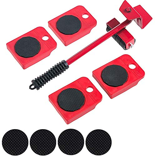 Robuster Möbelheber, Möbelgleiter-Set, praktisches Bewegungswerkzeug und Hebesystem-Werkzeug-Set mit 4 beweglichen Schiebern und Möbelpolstern, Möbel-Bewegungsrollen, max. 150 kg