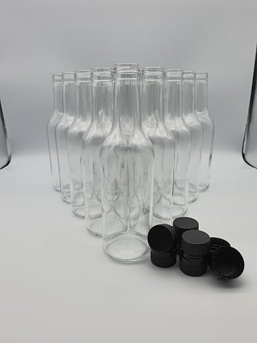 Glass Bottles 330ml and Screw Cap Drinks Bottles Cordial Home Brew 12-108 Pack (12)