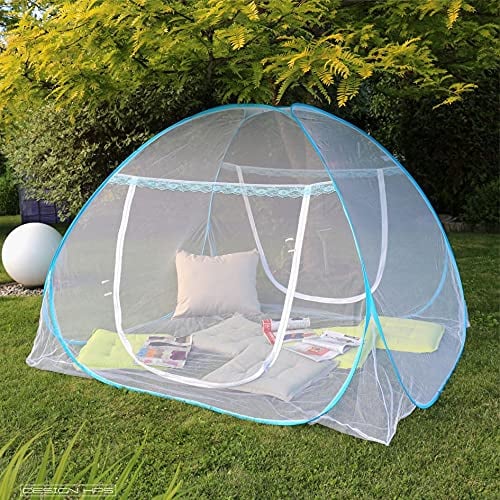 APANA Moskitonetz Pop Up 180x200x150 cm – mobiles Mückennetz mit Reißverschluss – Insektenschutz Zelt für Camping, Reisen & Zuhause – 100% Polyester mit Tragetasche – schnell aufbaubar
