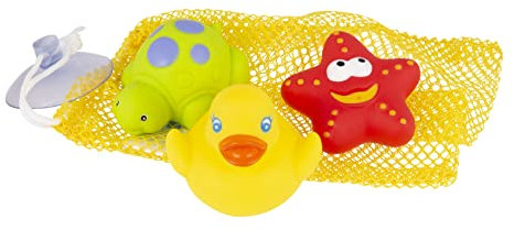 Playgro Badespielzeug 3 Freunde mit Aufbewahrungsnetz - Badespielzeug - Babybadespielzeug - Spielzeug - Kleinkinderspielzeug - wasserdicht - mit Aufbewahrungsnetz - farbig