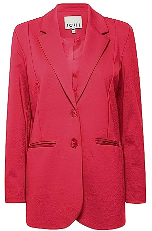ICHI IHKATE SUS OVERSIZE BL Damen Blazer Longblazer Jacke Long-Blazer mit Knöpfen Stretch und Reverskragen, Größe:XS, Farbe:Raspberry Wine (181741)