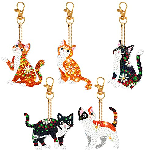 Diamond Painting Schlüsselanhänger, 5 Stücke Diy 5d Diamond Art Painting Keychain, Tier Diamond Painting Kinder Für Mädchen, Jungen, Erwachsene, Das Geschen, Handtasche Schlüssel Tasche Dekor