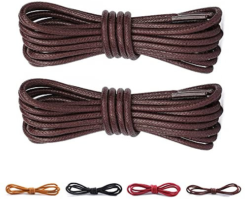 CCSOFTIME Cordones Redondos Encerados,Largos Cordones Marrón Oscuro para Zapatos de Vestir Traje Oxford Botas,Cordoneras para Botines de Hombre Mujer Niños Adultos,Cordones Zapatos Vestir 150cm
