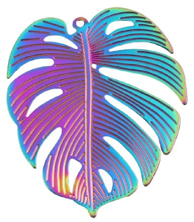 PEPPERLONELY 5 Stück schillernde Farbe Monstera Blatt Charms Anhänger 40 x 34 mm