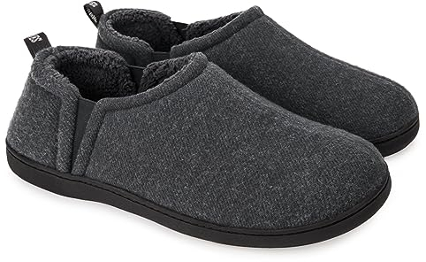Snug Leaves Herren Fuzzy Kunstwolle Memory Foam Hausschuhe Anti-Rutsch warm Kunst-Sherpa Hausschuhe mit Doppelseitigen elastischen Einsätzen Hellgrau,44/45