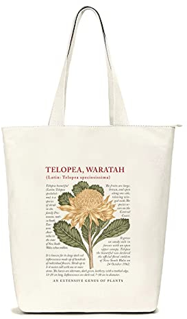 Lidxfeo Canvas Tote Bag mit Reißverschluss, Faltbar Einkaufstasche Große, Baumwolle Stofftasche Aesthetic Damen, Jutebeutel Bedruckt mit Innentaschen, für Arbeit, Einkaufen, Schule und Alltag