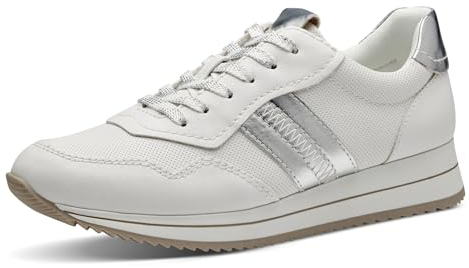 Jana Damen Sneaker flach mit dicker Sohle Vegan, Weiß (White/Silver), 38 EU