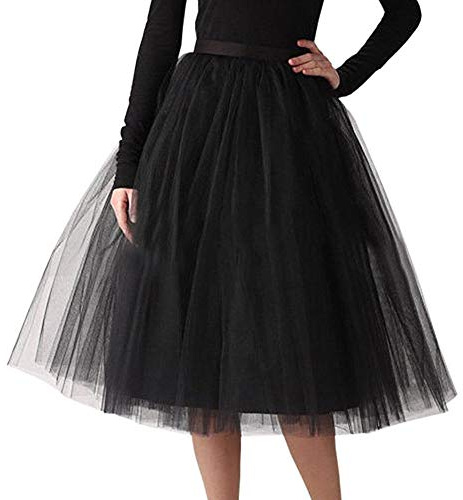 Tüllrock Damen Lang - - Minirock Petticoat Unterrock Tüll Ballettrock Tütü Damen Hosenrock Tanzkleid Reifrock Tutu Rock Faltenrock