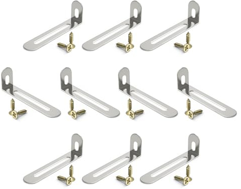 Ronoza 10 Stück Winkelverbinder 72,5x24x15mm, Edelstahl winkel L-förmige Möbel Verstellbare Befestigungswinkel mit 2 Langloch für Tabelle Stuhl Bücherregal(Silber)