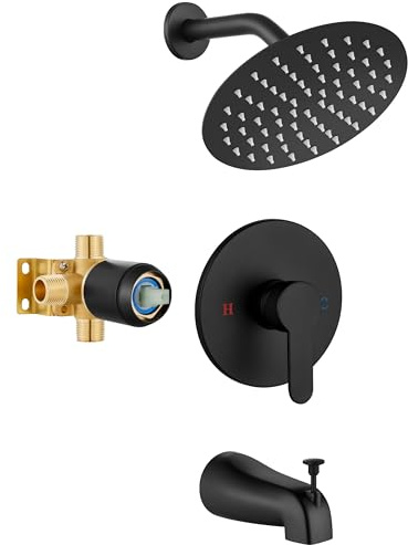 Airuida Shower Faucet Set with Tub Spout,8 Bathtub Faucet-Matte Black