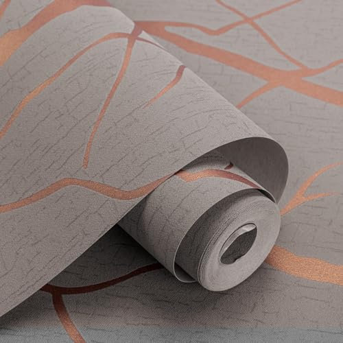 Trafagala Taupe 3D Embossed Wallpaper - Striped Branch Glitter Feature Geometric Wallpaper for Living Room, Hallway, Bedroom, Lounge, Kitchen - Wall Paper Roll