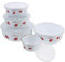 Alipis Universal Enamel Mixing Bowl with Plastic Lid, Set of 5, Salad Bowl Reusable Fruit Bowls Food Storage Containers Strawberry Pattern for Kitchen