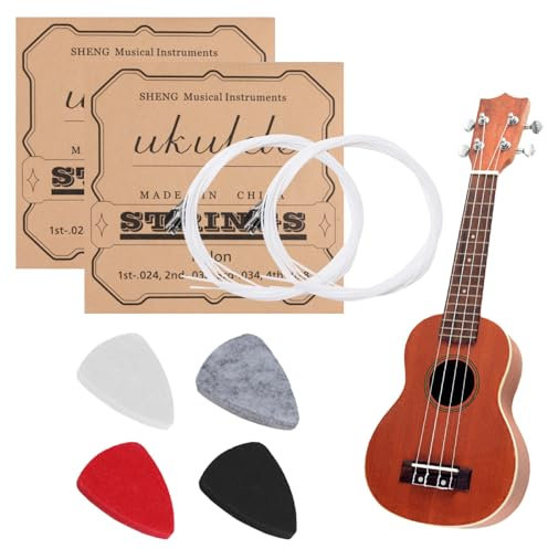 2 juegos de cuerdas de ukelele de nailon con 4 púas de fieltro, kit de cuerdas de repuesto universales para ukelele de color blanco, accesorios de instrumentos musicales, barítono, soprano, concierto,