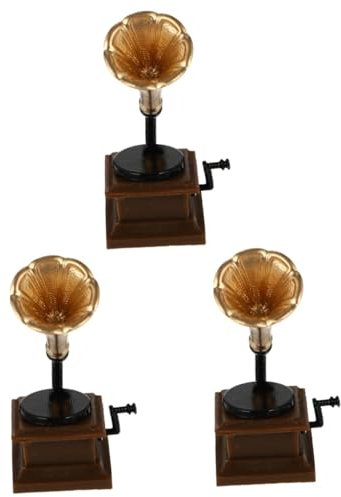LALADEFIEE 3pièces Mini Gramophone Décoratif Modèle De Gramophone Rétro pour Bureau Et Maison Ornement De Table Élégant Et Compact