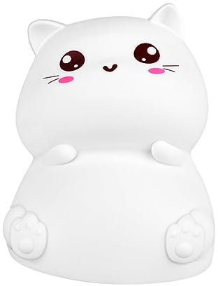 MAGICLULU Lampe Chat Silicone Avec Chargeur Usb Veilleuse Compacte Pour Cadeau Motif Chat Blanc