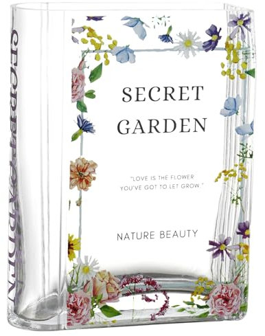 KAYLETIN Glas-Büchervase, transparente Büchervase für Blumen, einzigartige Glasvasen für Tulpen, niedliche buchförmige Vasen für Wohnzimmer, Büro, Küche, Couchtisch, Bücherregal, Heimdekoration