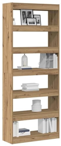vidaXL Book Cabinet 6-Tier 80 x 30 x 198 cm Engineered Wood | Clean lines that vibe with any decor, Six big shelves for books and decor, Secure design with wall attachment for safety