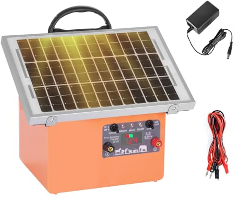 FarmNix 12V Weidezaungerät Solar, 0,5J/9,5KV Elektrozaungerät für 32 km | inkl. 7.5W-Solarpanel, 12V 7Ah Blei-Akku für Geflügel, Vieh, Haustiere, Steuergerät zum Schutz von Gärten