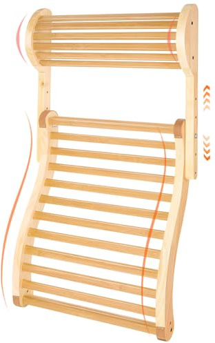 Bambus Sauna-Rückenlehne mit Abnehmbarem Saunakissen, Ergonomisches S-Design Saunazubehör mit Verstellbarer Kopfstütze, Anti-Rutsch-Pads, Extra Breite & Lange Sauna-Rückenlehne Infrarot für Heim-Sauna