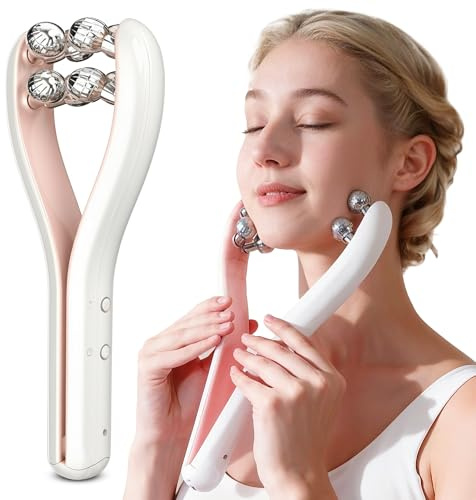 TMJ Massager with Microcurrent and 3D Roller - Facial Massager & Body Sculpting Tool for Jawline, Neck, Arms & Legs, 3 Intensity Levels (Use with Conductive Gel)